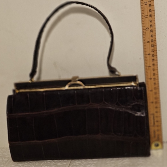 Vintage Vassar Genuine Alligator Clutch Purse Color Dark Brown - Picture 8 of 16